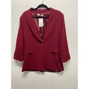 Everleigh Women’s Maroon Blazer Jacket 3/4 Cuffed Sleeves Size XL Burgundy NEW